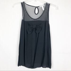 Ambiance Apparel Y2K Babydoll Mesh Bow Top Womens Small Fairygoth Whimsigoth